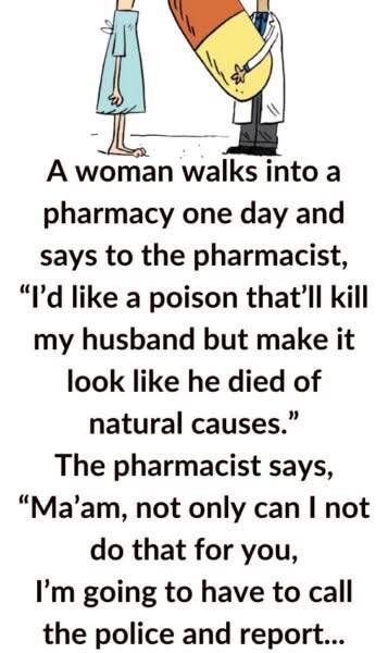 A woman walks into a pharmacy
